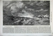 Original Old Antique Print 1859 Life Boat Stormy Sea Men Shore Duncan Painters