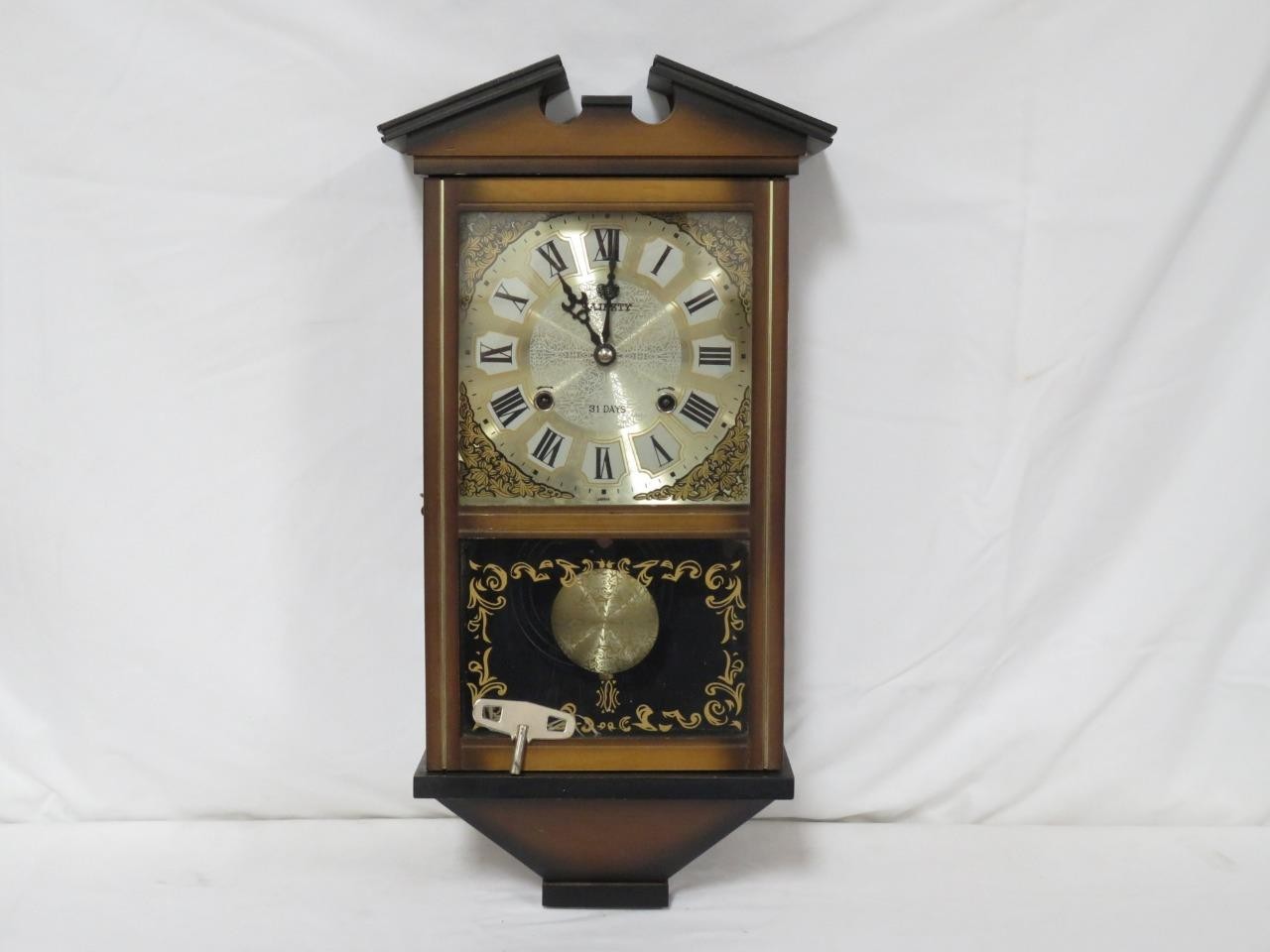 Beautiful Vintage Majesty Pendulum Wall Clock Japan 22" Tall - Working - VIDEO