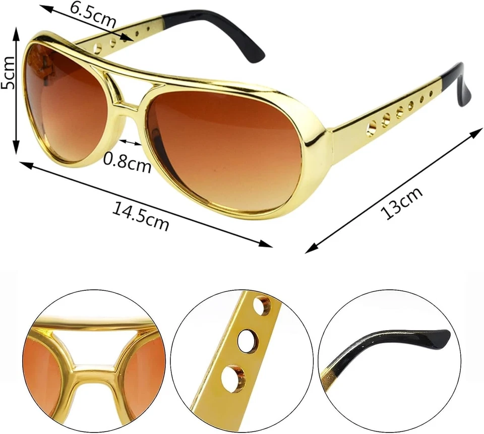 Gafas de sol de discoteca 2 piezas años 50 60 Rock Star geniales gafas de disfraz doradas para doradas Foto 2 de 4