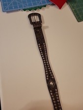 Western Cowgirl Belt Rhinestones Silver Tooled. Brand Monte Vista Size 38