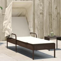 Sonnenliege Mit Dach Poly Rattan Braun Gartenliege Terrasse Balkon