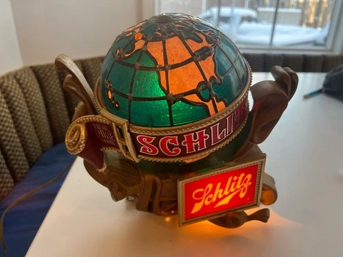 Schultz BEER Lighted Motion Globe Sign Schlitz Globe Vintage  1976   IT WORKS!