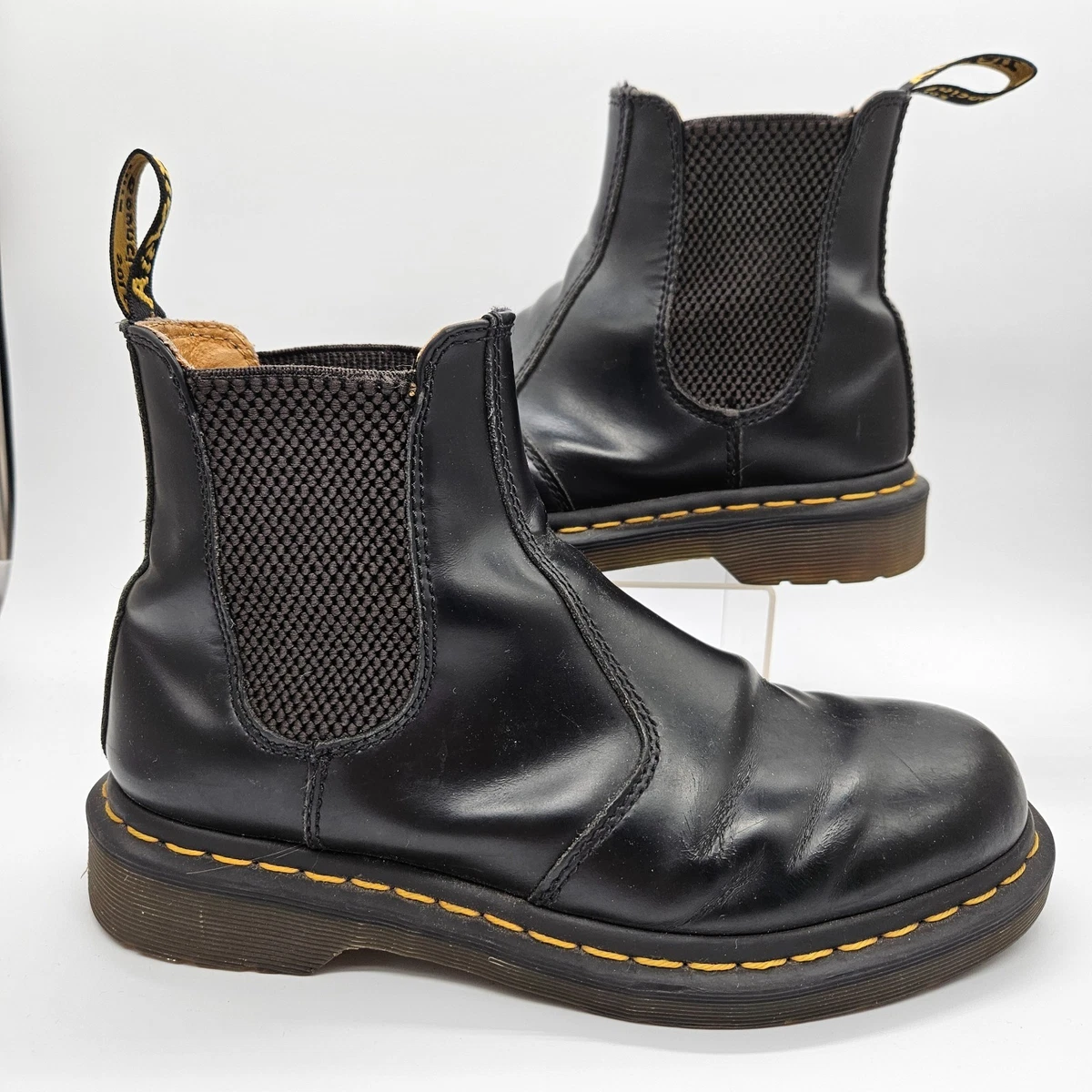 Dr. Martens Black Canvas Lace-Up Ankle Boots with Yellow Stitching Women main image 2