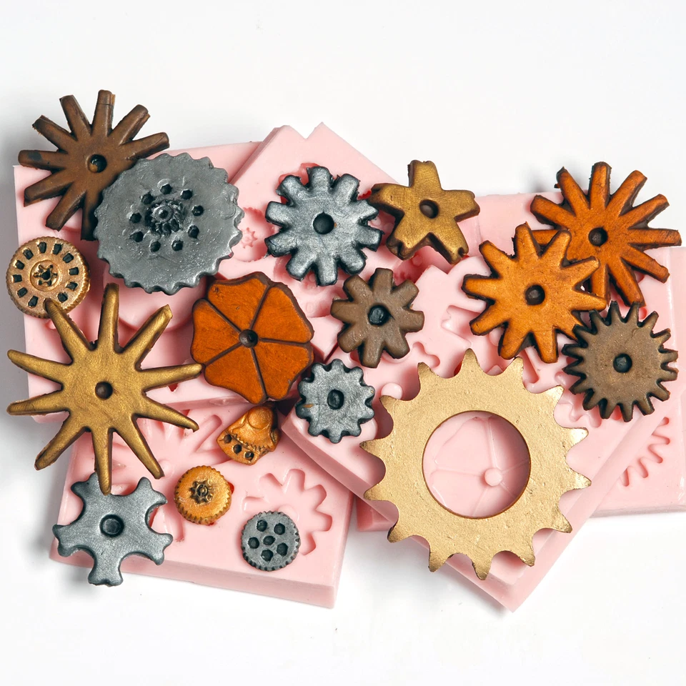 Silicone Steampunk Gear Cog Mold Set 6 Moulds Create 17 Gears Food Safe  (241) - Image 3 of 4