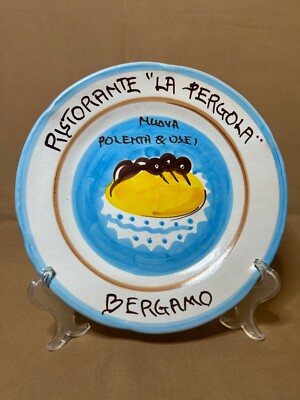 Plate Good Memory Bergamo 1985 Restaurant  La Pergola  Ceramic Vietri Decoration