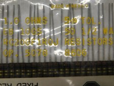 5 Vintage Allen Bradley RC20GF1R0J 1 Ohm 1/2W 5% Carbon Comp Resistors