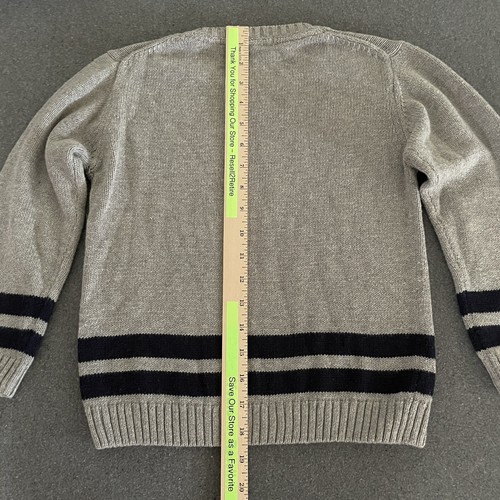 Janie and Jack Bulldog Rugby Sweater Boys 5 Gray Navy Stripes VTG 13 Wool Cotton - Picture 11 of 13