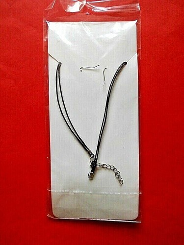 Schmuck Modeschmuck Halskette Kautschuk Band runder Strass Anhänger + Ohrringe - Bild 2 von 2