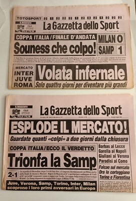 Gazzetta Dello Sport 5 Juillet 1985 – Sampdoria Fête Victoire Coupe Italie – Original
