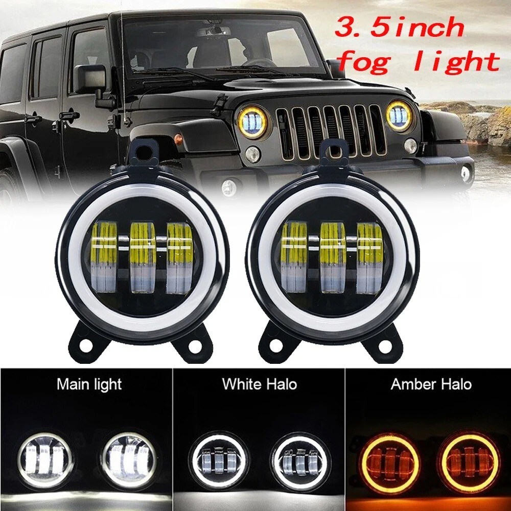 Alfa Romeo - Coppia Fendinebbia LED Angel Eyes Universali Auto Fari Anteriori 3 Fori Anelli D - Miniatura 9