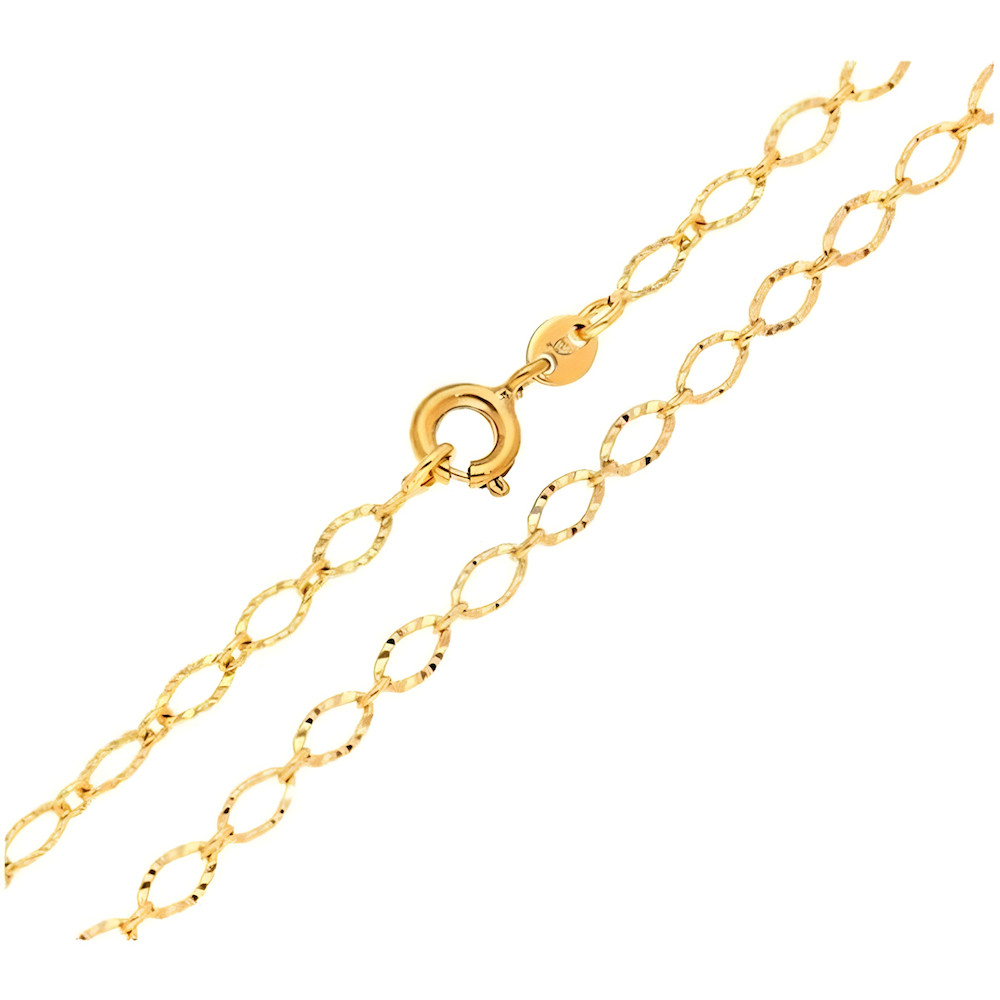 Chaîne de cou femme en plaqué or jaune 750 aux mailles ovales ciselées de 45 cm