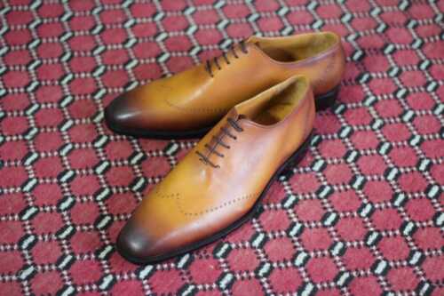 Handgefertigte hellbraune Herrenschuhe, Herren braunes Leder Brogue Oxfordds Schuhe - Bild 2 von 5