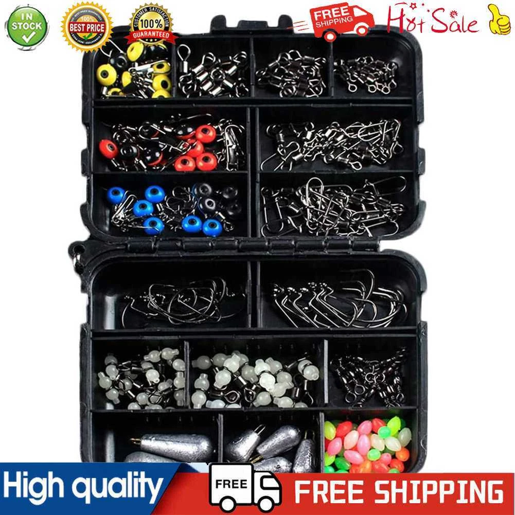 177pcs Fishing Gear Kit Carp Fishing Tackle Box with Hooks Swivel