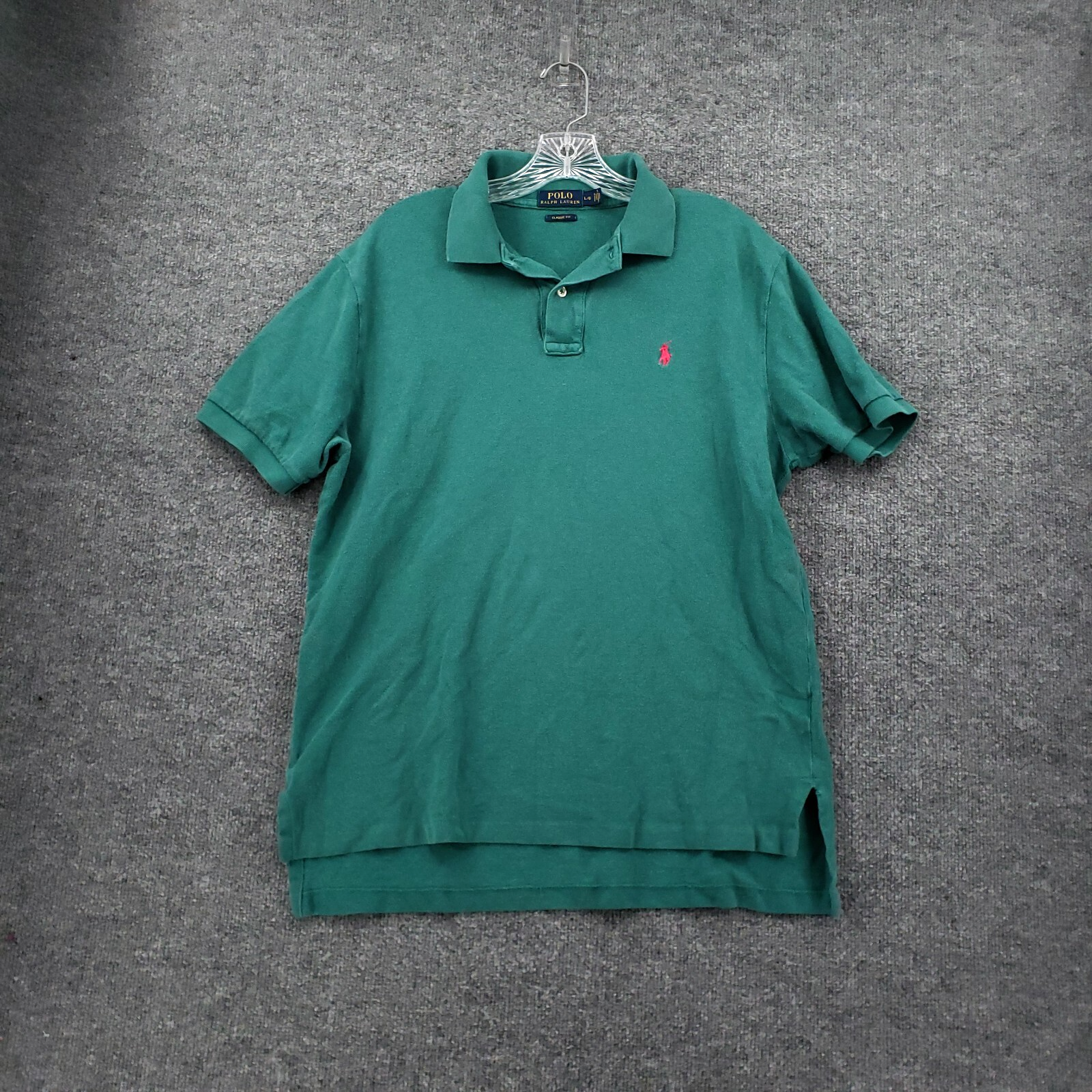 Polo Ralph Lauren camicia uomo L grande verde vestibilità classica manica corta colletto pony