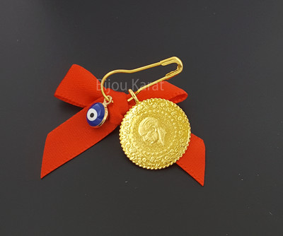 Ceyrek Altin Turkische Gold Munze Rote Schleife Ataturk 22 Kgp Nazar Bebe M18mm Ebay