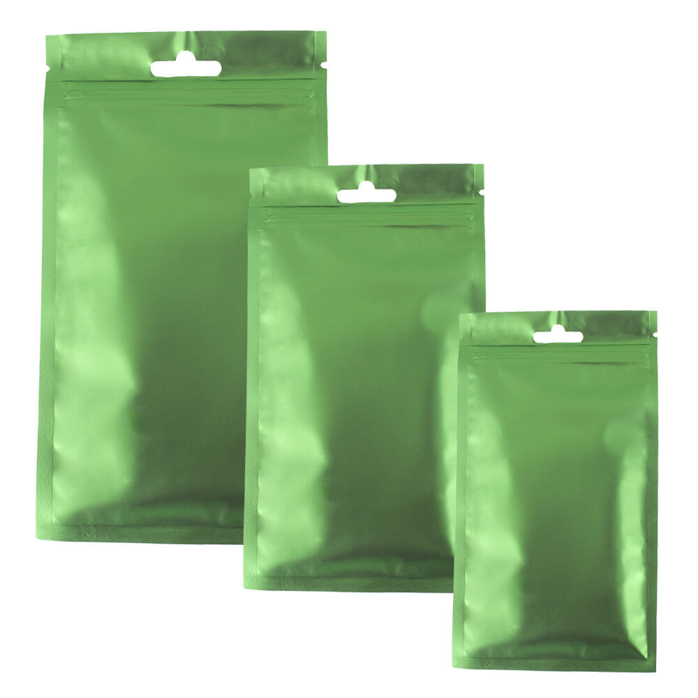 Clear Silver Green Foil Mylar Zip Lock Pouch Bag Multi-sizes E40