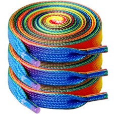 3 Pair Flat Shoe laces 5/16" Wide Shoelaces for Athletic Running Sneakers Sho...