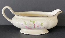 Homer Laughlin Bouquet Virginia Rose Gravy Boat 8” Long Platinum Trim