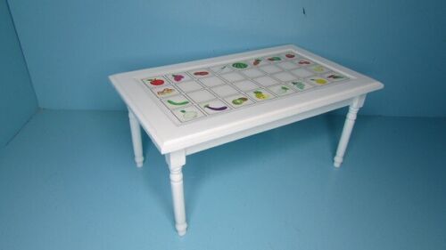 Dollhouse Miniature Wood Kitchen Dining Room Table with Tile Top Fruit CLA10785 - Picture 1 of 3