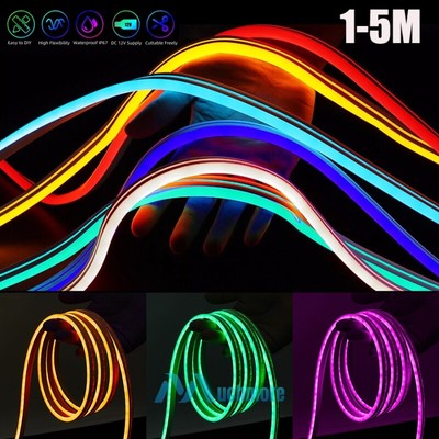 12V DC Flexible LED Strip Waterproof Sign Neon Lights Silicone Tube 1M 2M 3M 5M