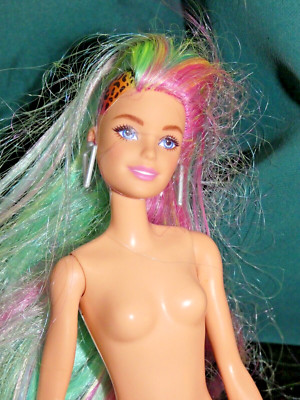 Barbie Leopard Color Change Rainbow Hair Doll Millie Blond Nude Mattel GRN81 (B)