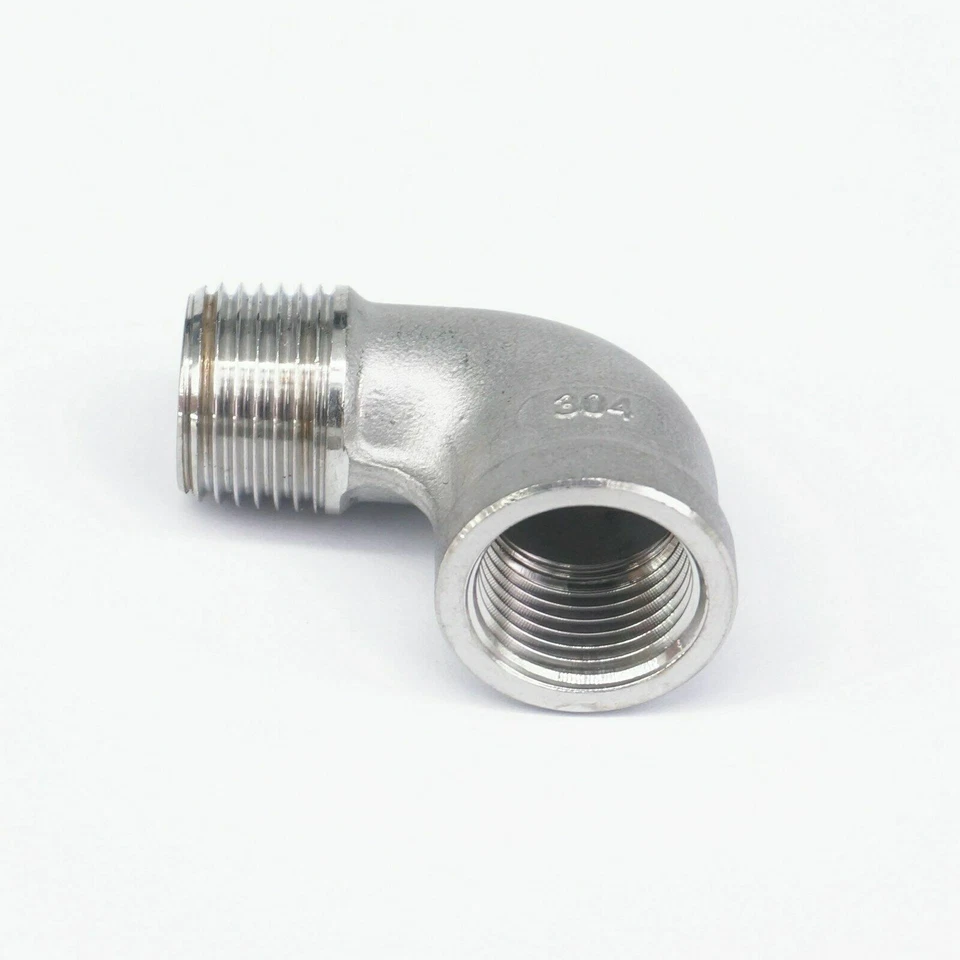 Conector de codo de 90 grados de acero inoxidable 304 BSP hembra-macho 1/2" Foto 2 de 4