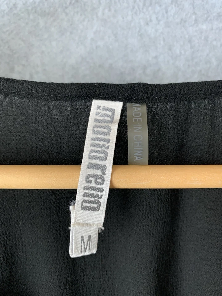 Monoreno Womens Black Top Sz M Babydoll Whimsygoth Witchy Sheer Lace Dark Fairy - Image 4 of 4