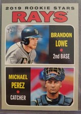 2019 Topps Heritage Rookie Stars #9 Brandon Lowe Michael Perez RC Tampa Bay Rays