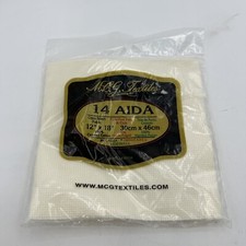 MCG Textiles 14 Aida White Cross Stitch Fabric 20" x 24" USA NEW SEALED