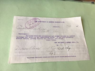Chicago Whitman & Barnes Manufacturing Company 1903 Quittung 52460