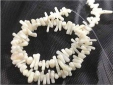 Natural 4x10mm White Coral Gemstone Chip Loose Beads 15'' Strand