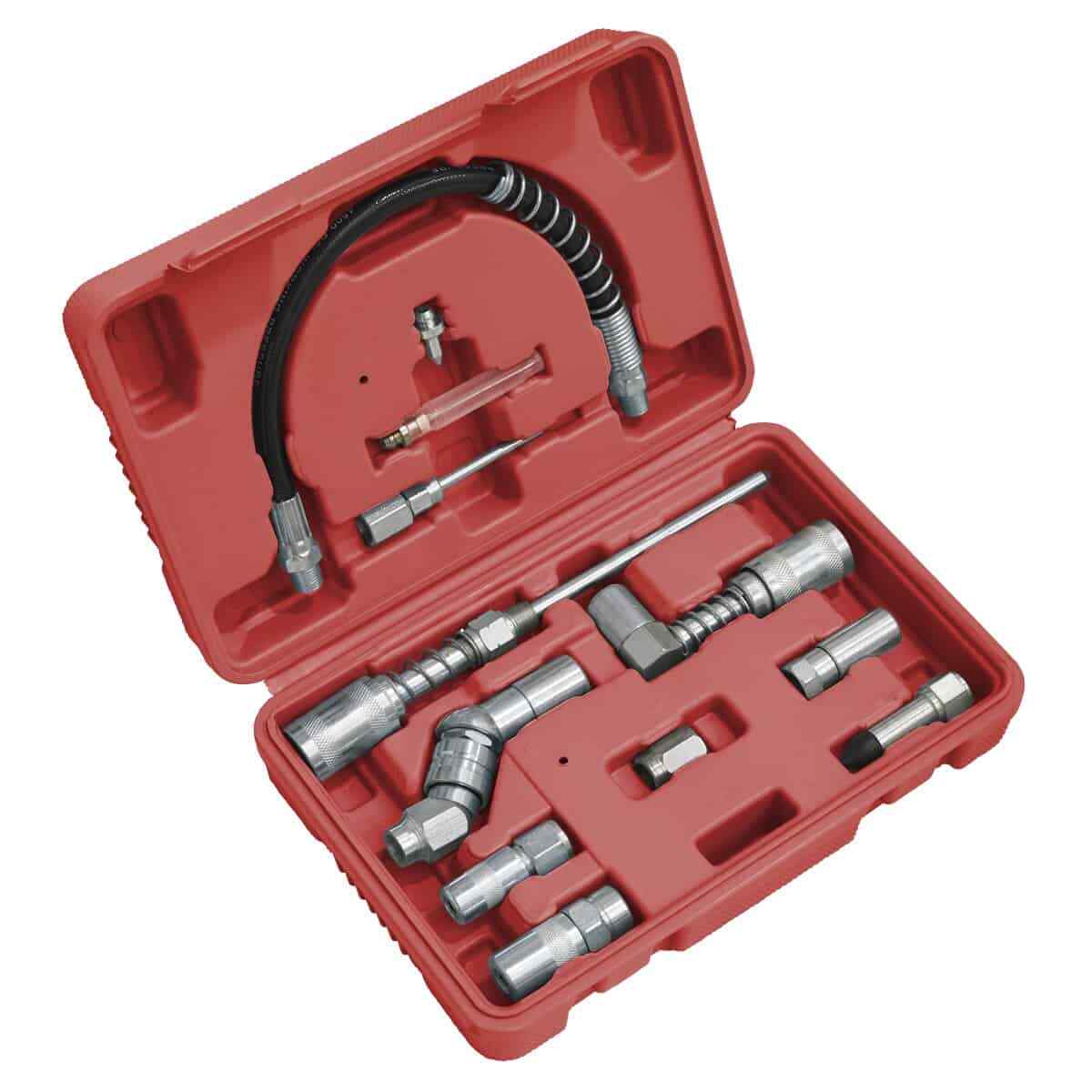 Sealey Grease Gun Adaptor Kit 12pc Garage Workshop DIY