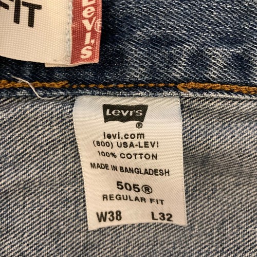 Jeans Levis 505 blu uomo 38 X32 denim rosso linguetta vestibilità regolare gamba dritta - Foto 4 di 8