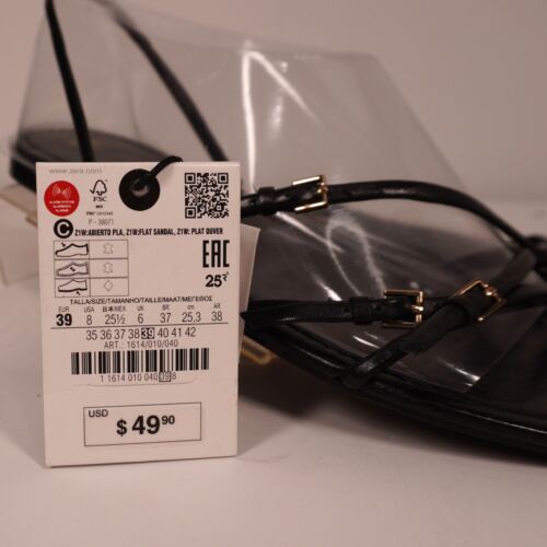 ZARA - SANDALIA PLANA DE CUERO CON TIRAS/HEBILLA - MUJER TALLA 8 EE. UU. - ¡NUEVA CON ETIQUETAS! - Imagen 8 de 9