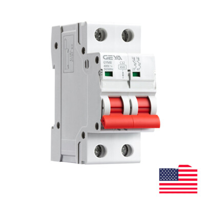 GEYA AC MCB Mini Circuit Breaker 2Pole 4.5kA 6/10/16/25/32/40/50/63A 110/120V 