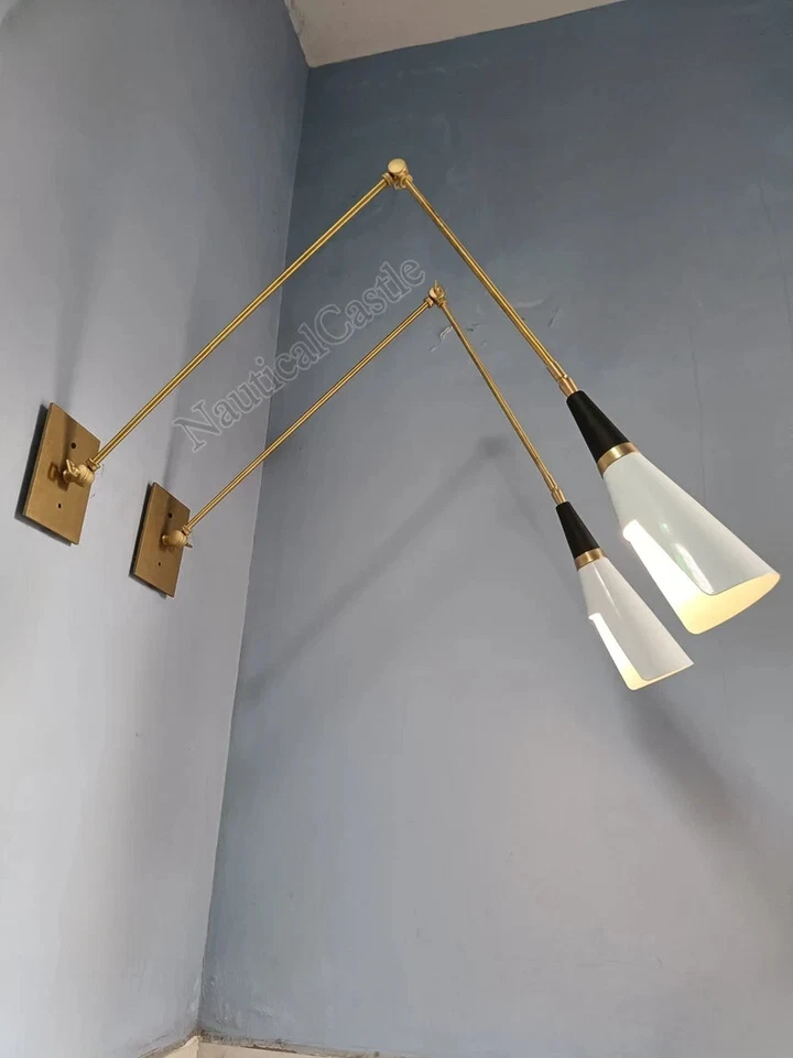 Aplique de pared Mid century rass hecho a mano de latón Magari cocina cabecer... - Imagen 3 de 4