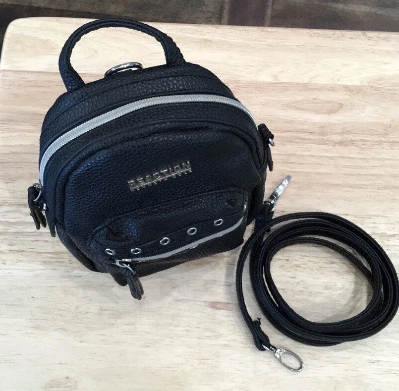 Kenneth Cole Reaction Mini Mochila Negra Bandolera Correa Extraíble Bolso Cinturón Foto 2 de 4