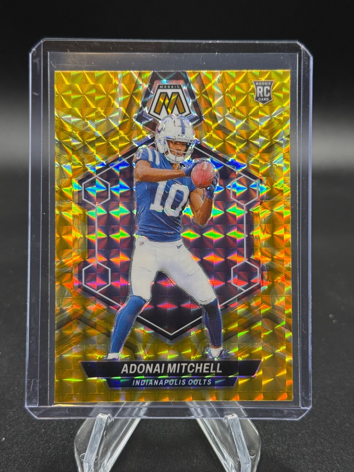 2024 Panini Mosaic Adonai Mitchell Rookie Silver Reactive Yellow Prizm RC #350