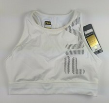 Fila High Neck Racerback Sports Bra, White, Women's Large