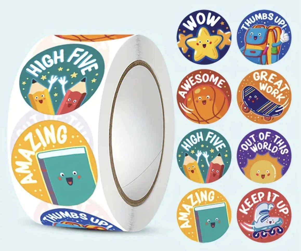 Positive Reward Teacher Merit Stickers 2.5cm 50/100pc Classroom Award Kids Party