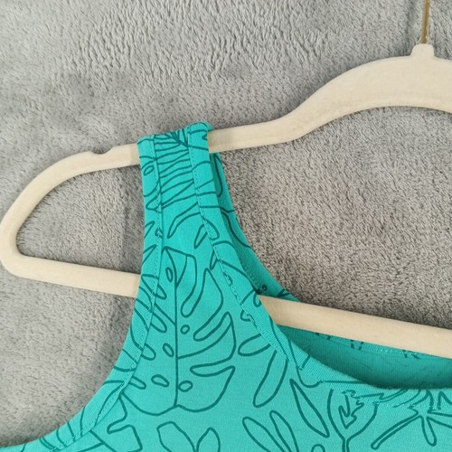 Cat & Jack Tank Top Dark Mint Green Monstera Leaves w/ Ruffle-Girl's - Picture 6 of 11