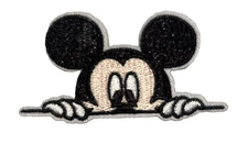 MICKEY MOUSE - PEEKING - LARGE - Embroidered Iron-On/Sew Patch