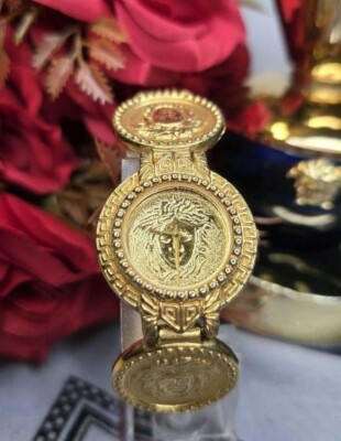 GIANNI VERSACE Medusa Coin Watch Quartz Gold Plated Rare from JPN