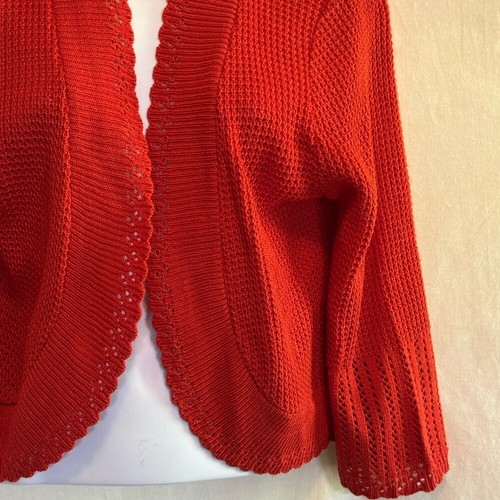 B-99 Kim Rogers Red 3/4 Sleeve Open Cardigan Sweater Size L - Picture 3 of 15
