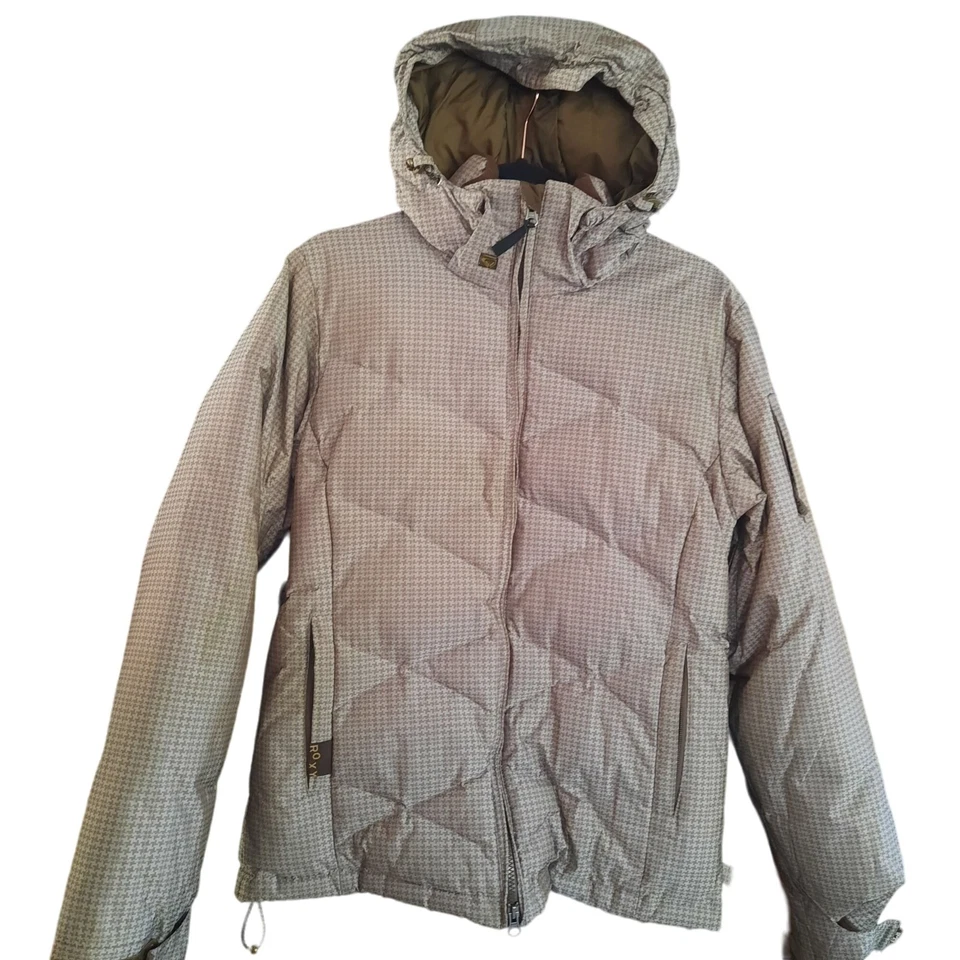 Roxy cream herringbone print endurance 10,000mm down ski winter jacket Size S - Image 3 of 4
