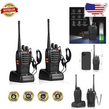 Long Range 2-Pack Walkie Talkies UHF 16 Channels Li-ion Battery Emergency Alarm