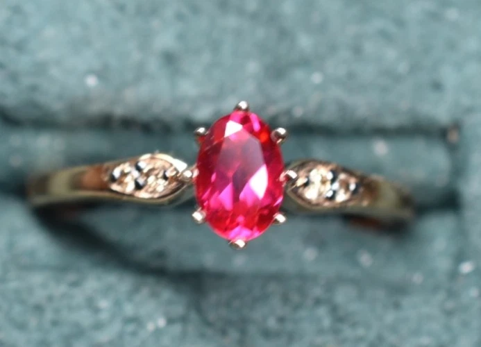 Sterling Silber Gelbgold Rubin Champagner Diamant Ring Größe 10