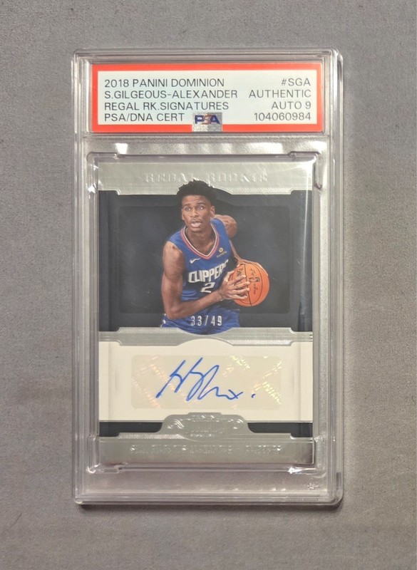 2018-19 Panini Dominion NBA Shai Gilgeous-Alexander Regal Rookie Auto /49 PSA
