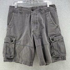 Abercrombie Kids Boys Cargo Shorts Size 16 W34 Gray Drawstring Youth 9in Inseam