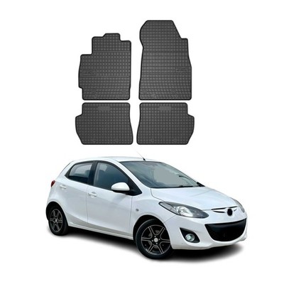 OMAC Floor Mats Liner for Mazda 2 2011-2014 Black Rubber All-Weather 4 Pcs